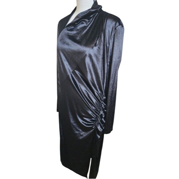 Donna Karan New York Velvet Sheath Dress Ruched Waist Size 12 Black - Picture 8 of 11